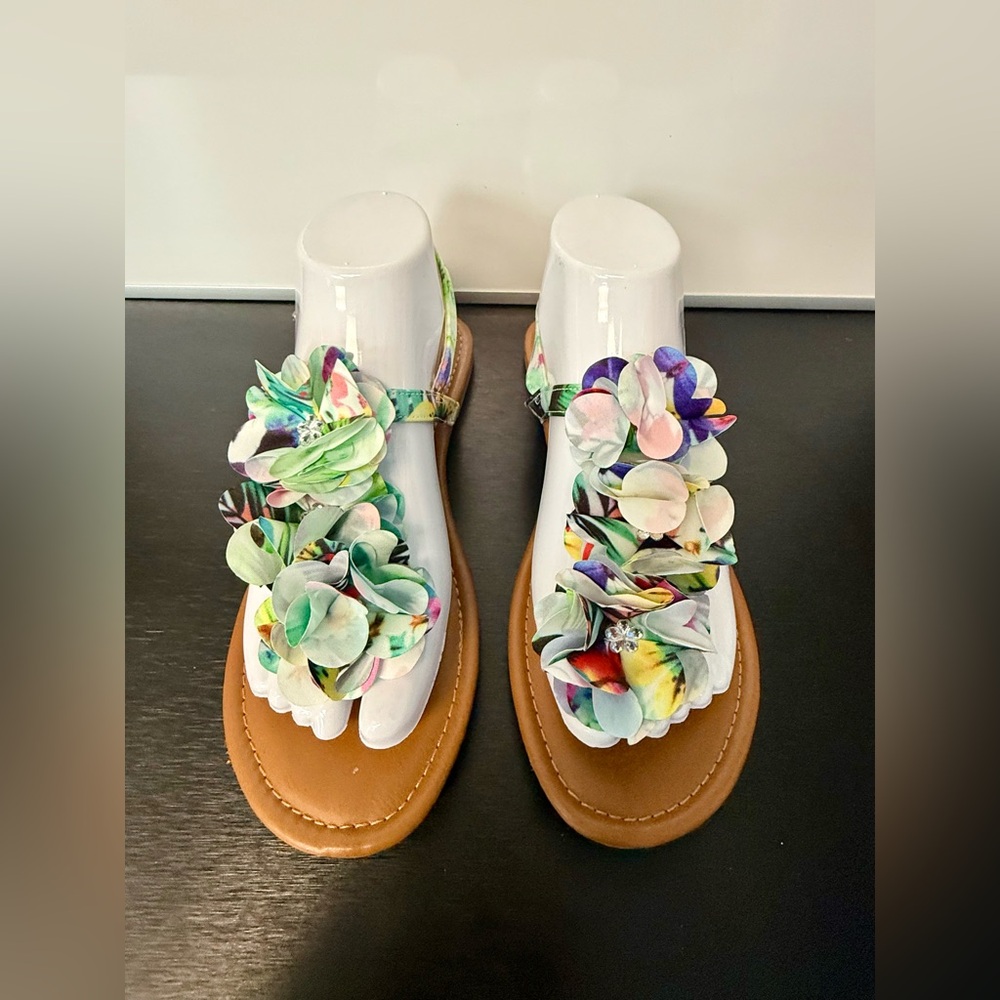 Floral Sandals with Multicolor Accents
